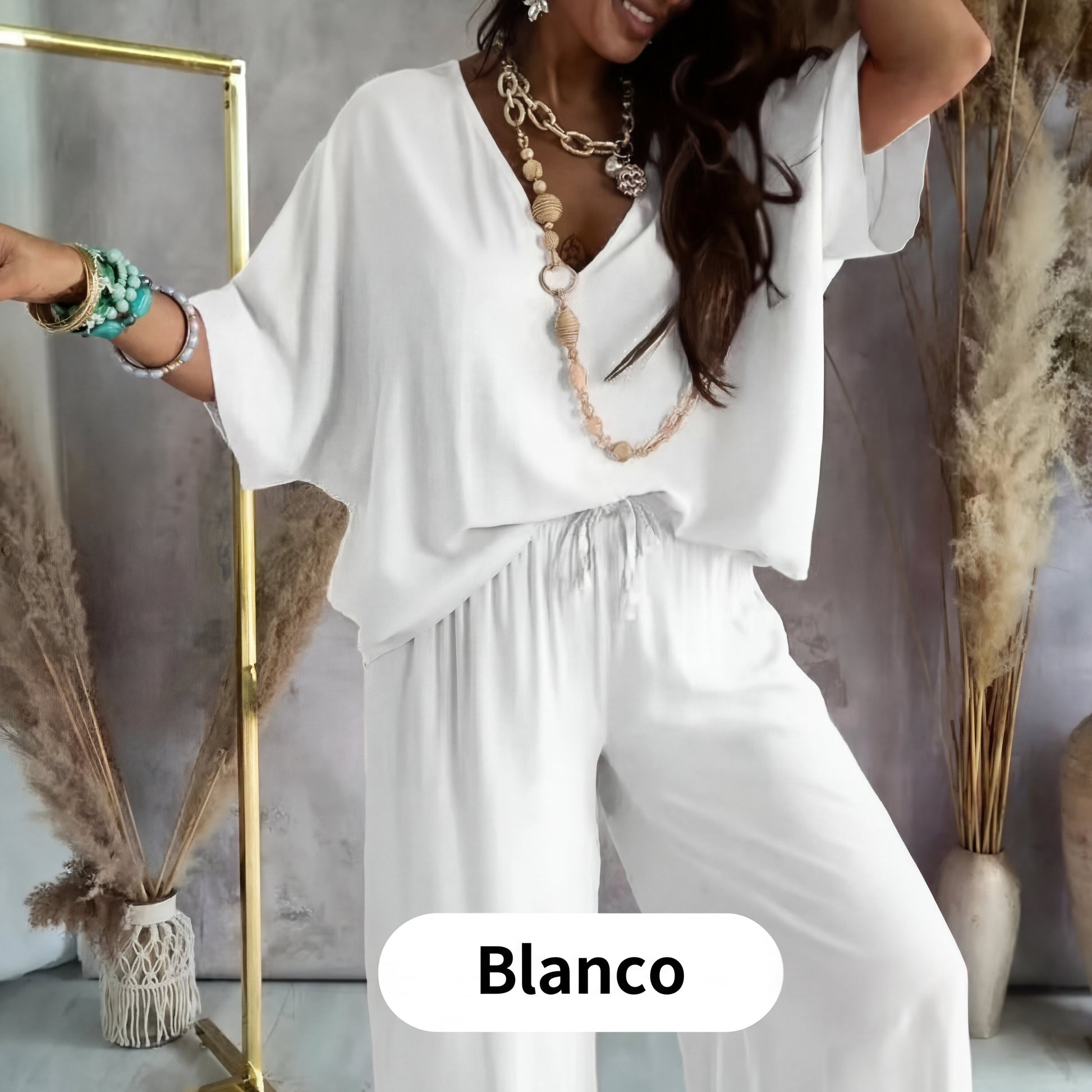 Leire - Conjunto de estilo diario de corte relajado de color liso