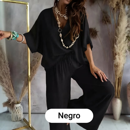 Leire - Conjunto de estilo diario de corte relajado de color liso