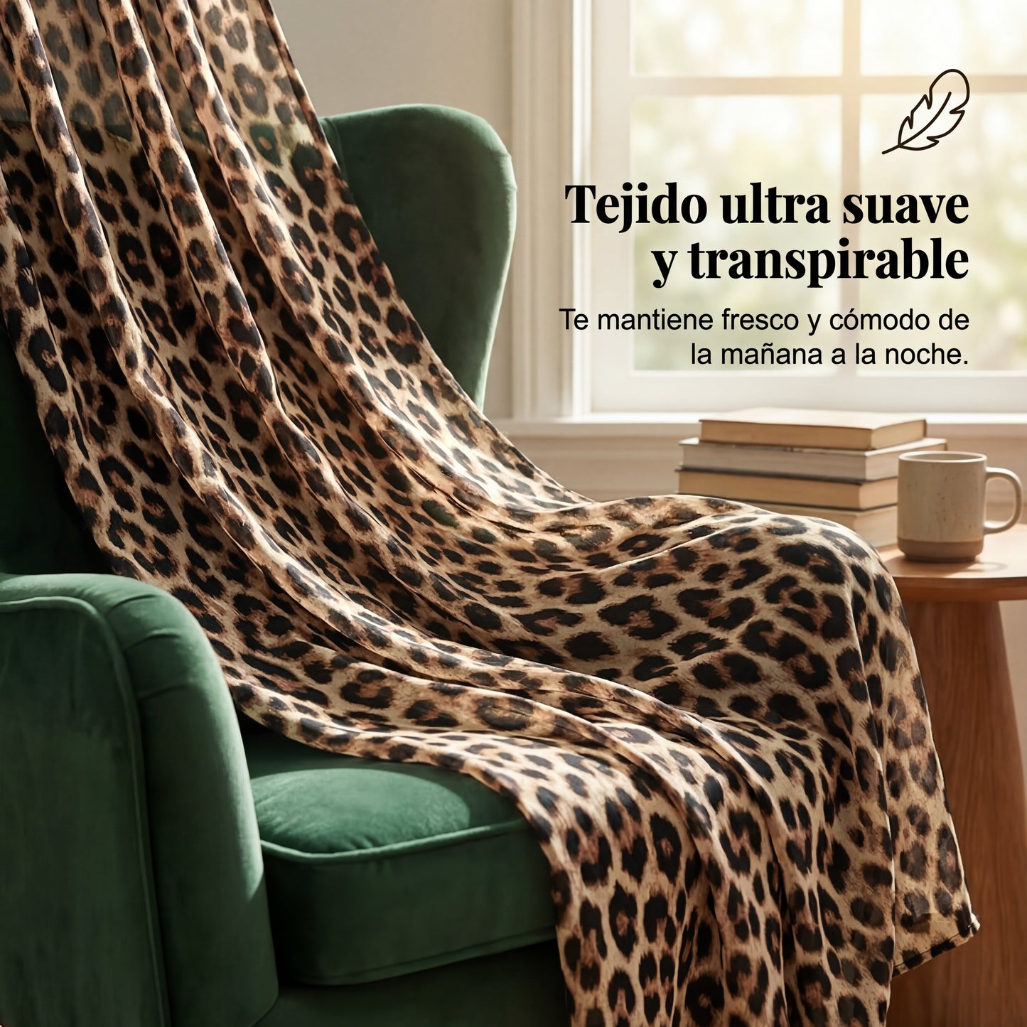 Teresa - Mono de leopardo con escote de pico y pernera amplia