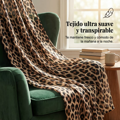 Teresa - Mono de leopardo con escote de pico y pernera amplia