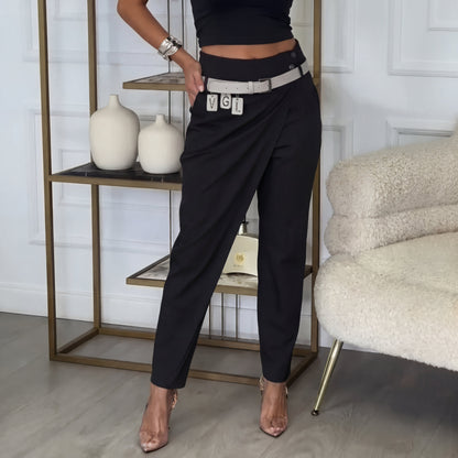 Isabel - Pantalón con diseño asimétrico y cinturón exclusivo