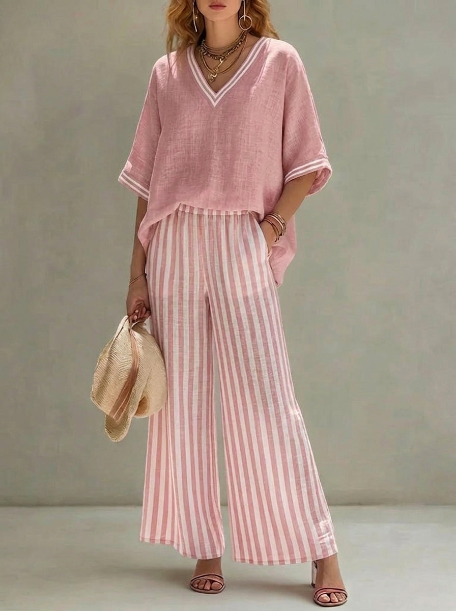 Luna - Conjunto con motivo de rayas elegante y de estilo diario