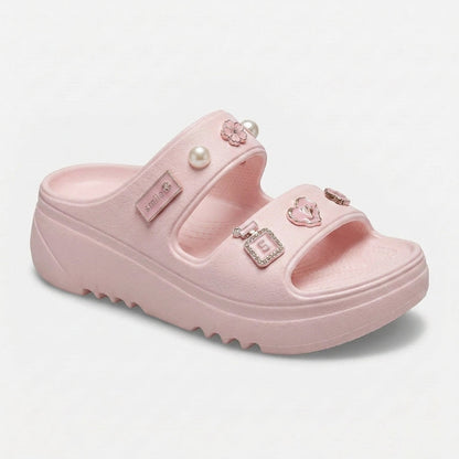 Lorena - Sandalias de Plataforma con Pines Decorativos