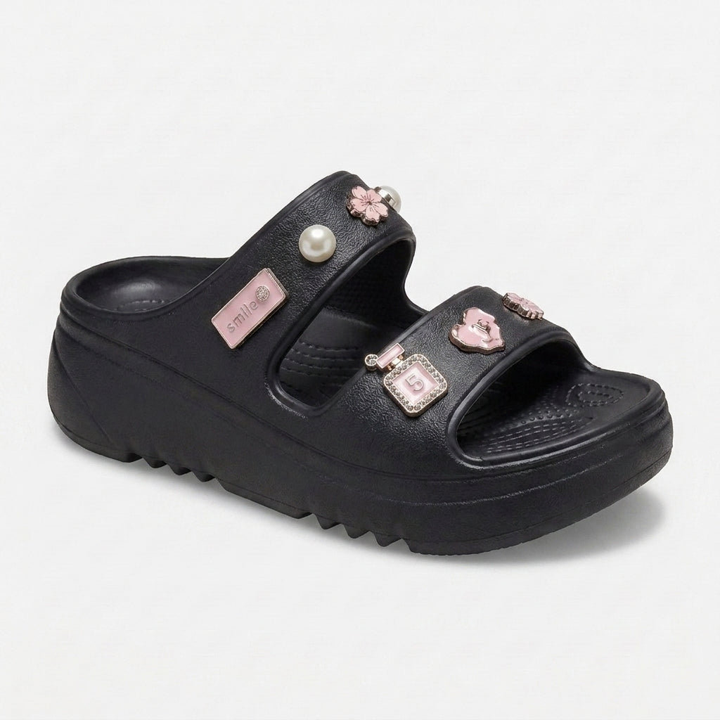 Lorena - Sandalias de Plataforma con Pines Decorativos
