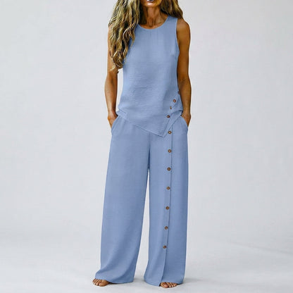 Zoe - Conjunto de top sin mangas y pantalón de pernera amplia
