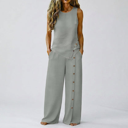 Zoe - Conjunto de top sin mangas y pantalón de pernera amplia