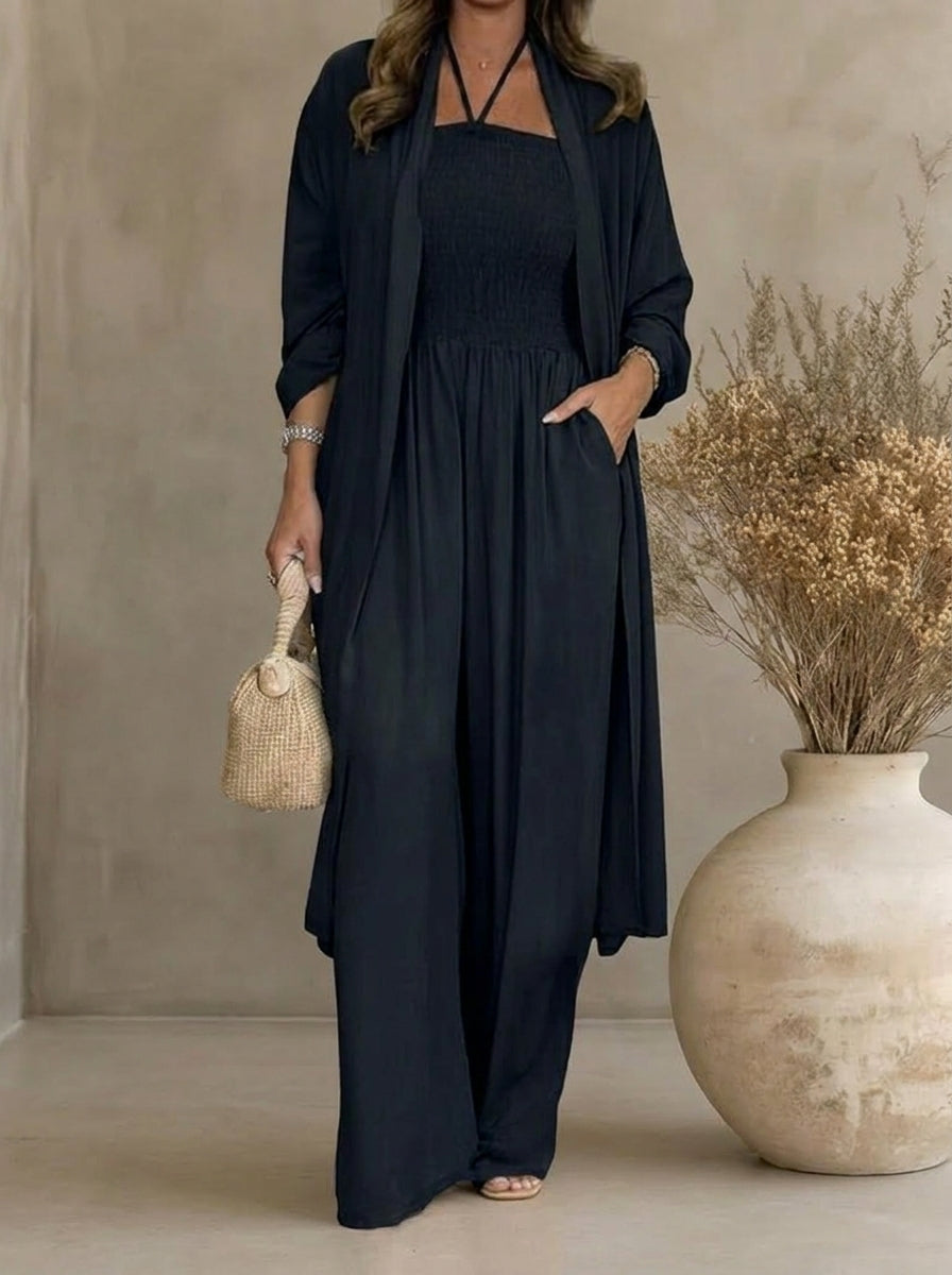 Berta - Conjunto con espalda descubierta y pernera amplia