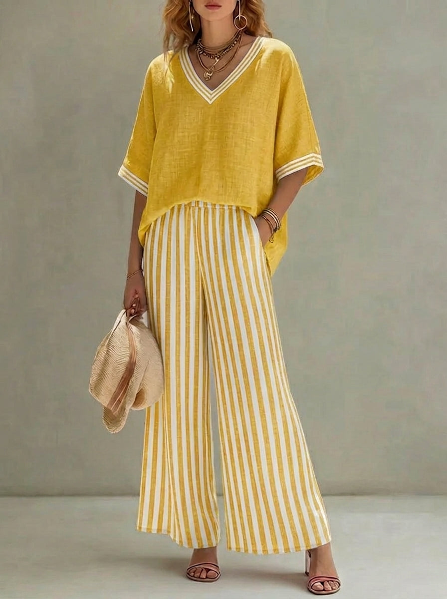 Luna - Conjunto con motivo de rayas elegante y de estilo diario