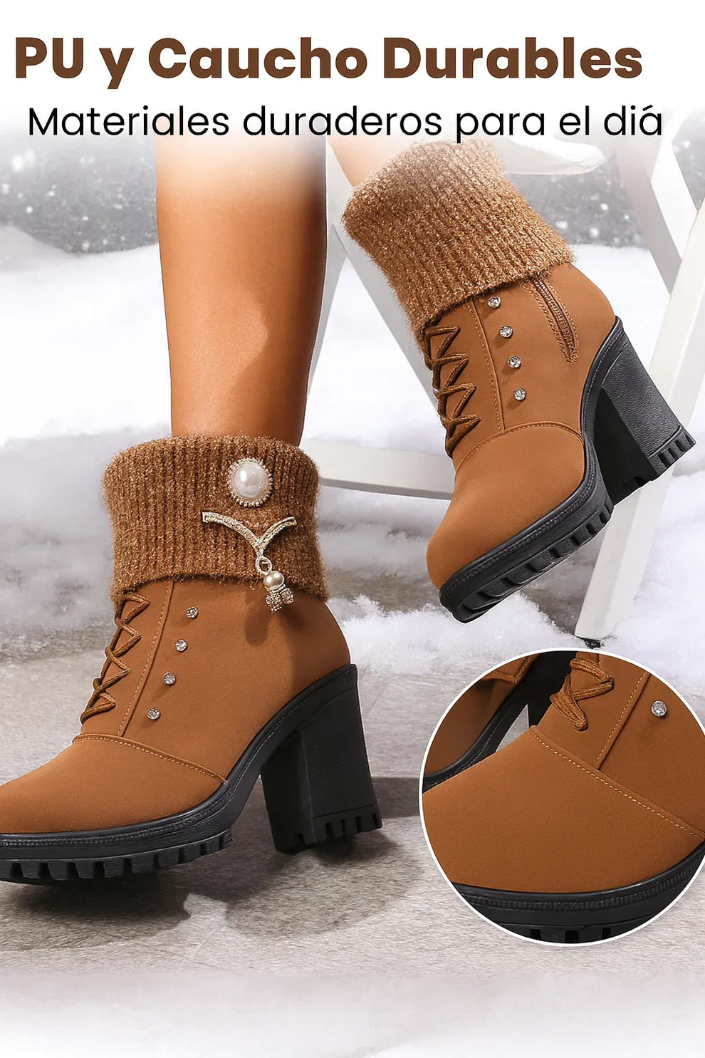 Maya - Botas de tacón grueso y cálidas