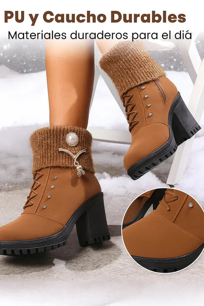 Maya - Botas de tacón grueso y cálidas