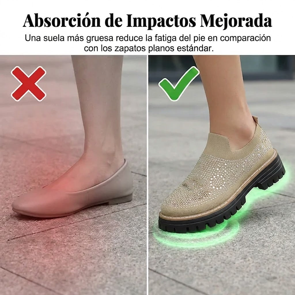 Lorena - Mocasines sin cordones con pedrería brillante