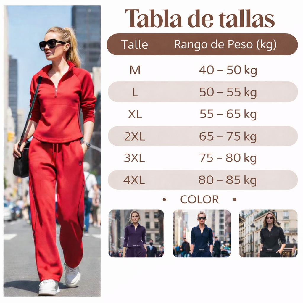 Tania - Conjunto deportivo de estilo diario con media cremallera