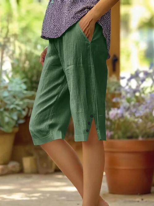 Valentina - Pantalón capri liso con bolsillos laterales