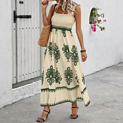 Silvia - Vestido largo bohemio con escote cuadrado
