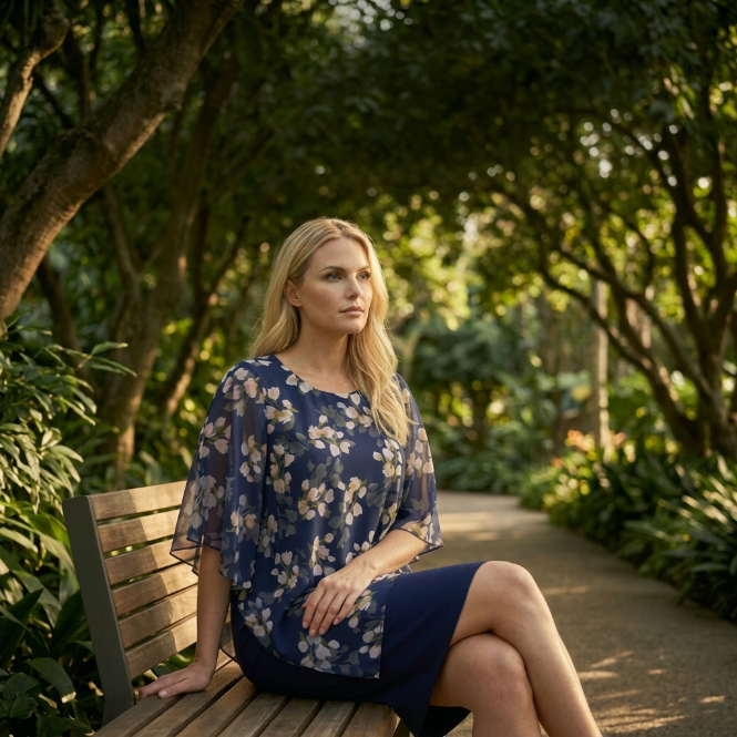 Valeria - Vestido floral con capa de gasa elegante