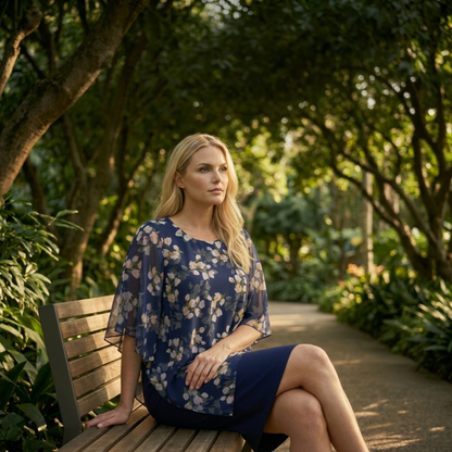 Valeria - Vestido floral con capa de gasa elegante