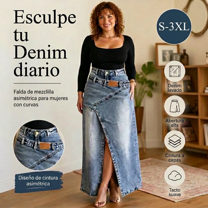 Violeta - Falda denim asimétrica
