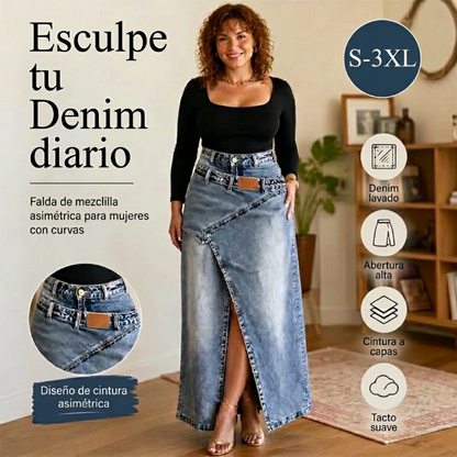 Violeta - Falda denim asimétrica