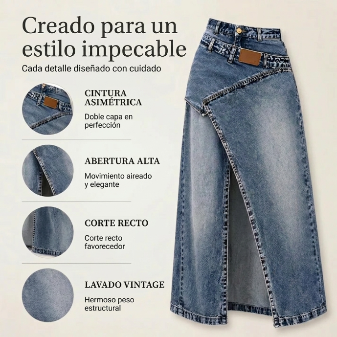 Violeta - Falda denim asimétrica