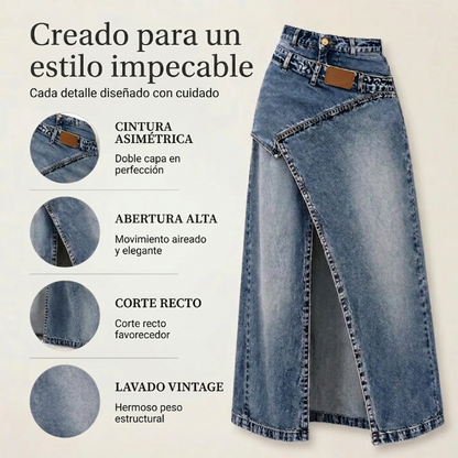 Violeta - Falda denim asimétrica