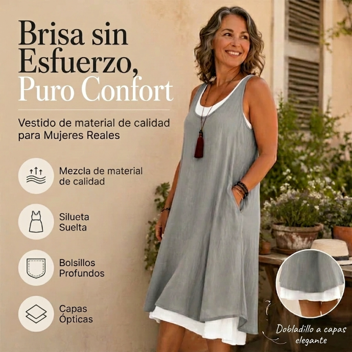 Aurora - Vestido de doble capa sin mangas