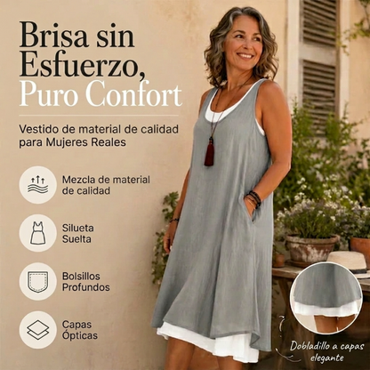 Aurora - Vestido de doble capa sin mangas