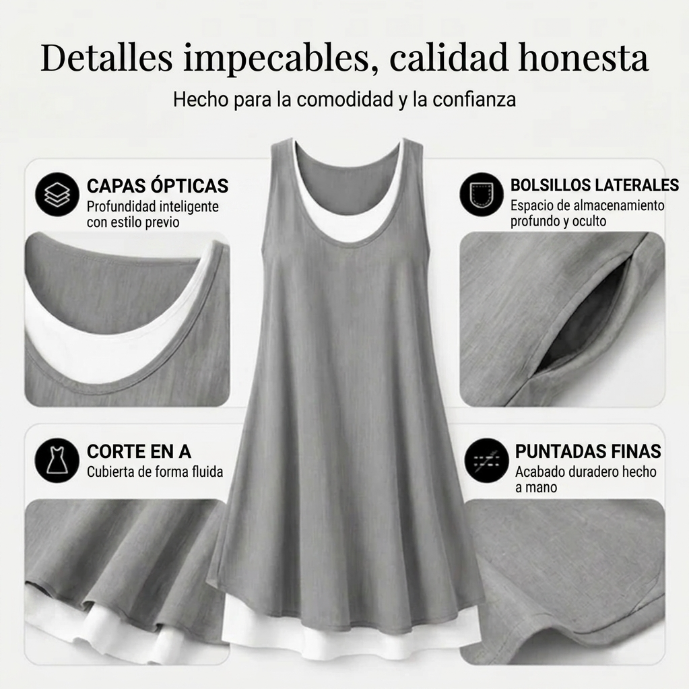 Aurora - Vestido de doble capa sin mangas