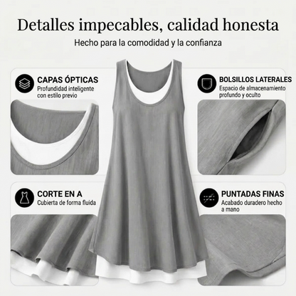 Aurora - Vestido de doble capa sin mangas