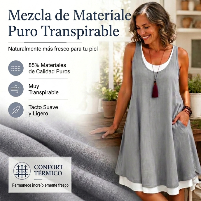 Aurora - Vestido de doble capa sin mangas