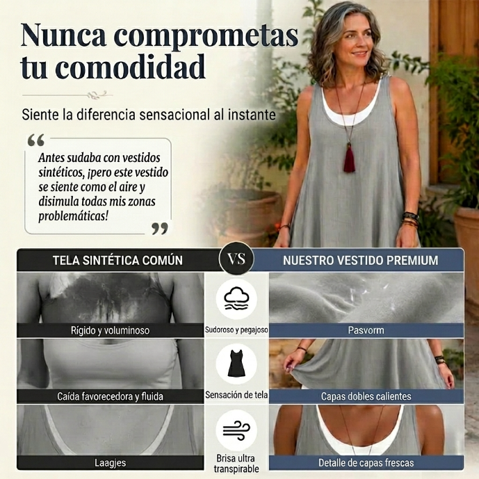 Aurora - Vestido de doble capa sin mangas