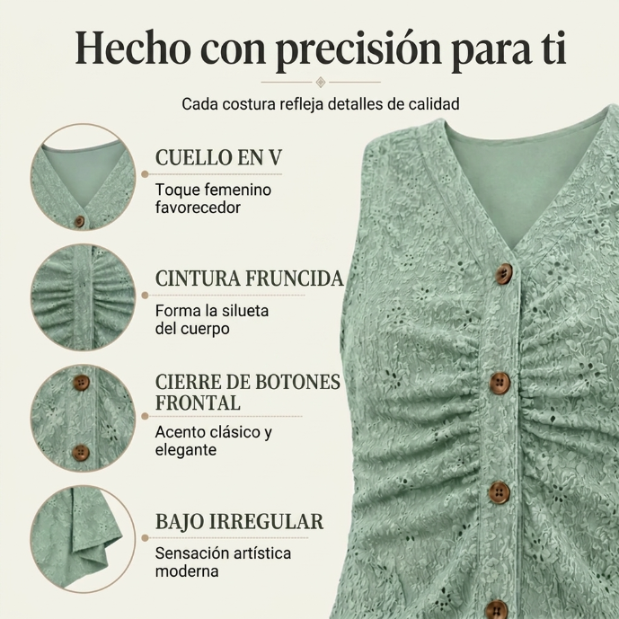 Vanesa - Vestido midi de encaje con cuello en V
