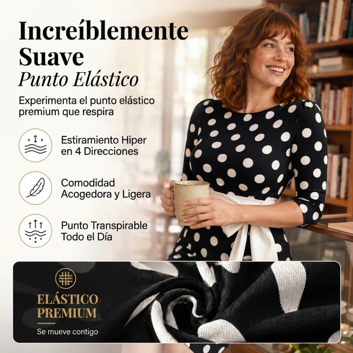 Amelia - Vestido de inspiración vintage de lunares con cintura ajustable