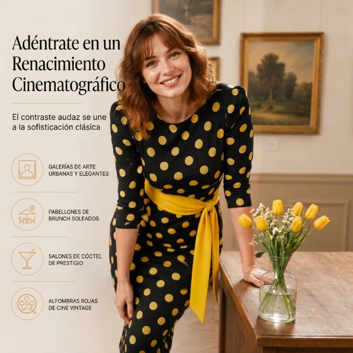 Amelia - Vestido de inspiración vintage de lunares con cintura ajustable