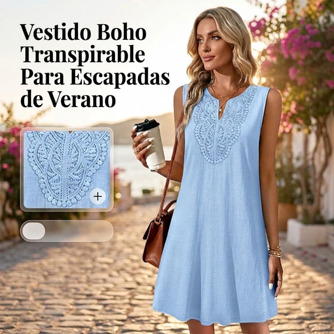 Kenzira - Vestido Bordado de algodón
