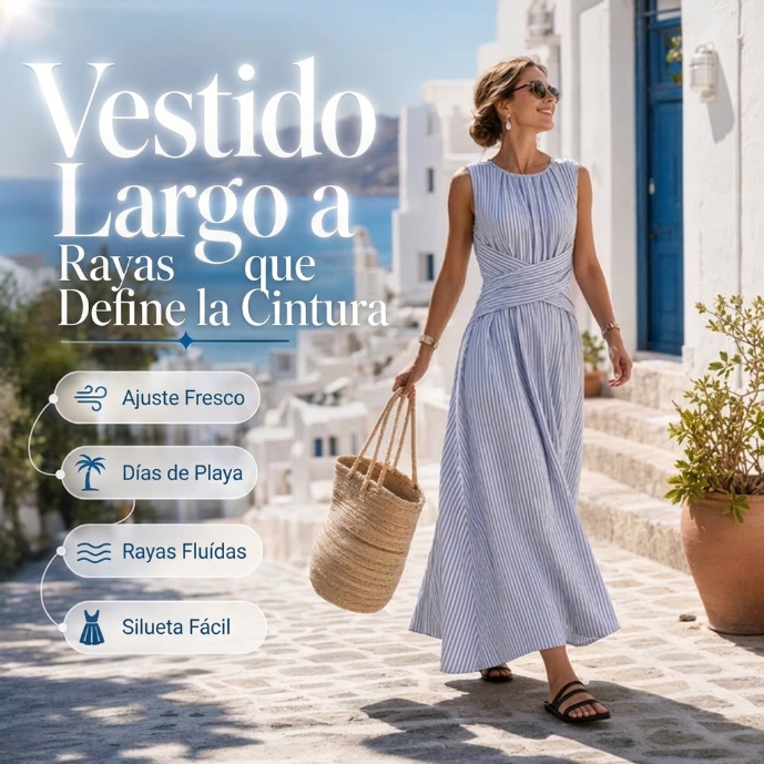 Casiana - Vestido con motivo de rayas con cintura cruzada