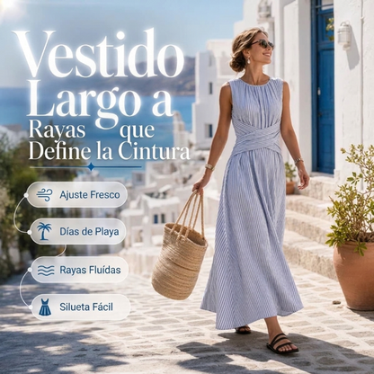 Casiana - Vestido con motivo de rayas con cintura cruzada