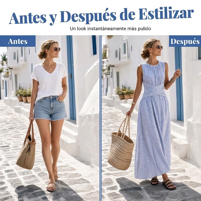 Casiana - Vestido con motivo de rayas con cintura cruzada