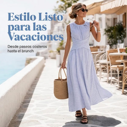 Casiana - Vestido con motivo de rayas con cintura cruzada