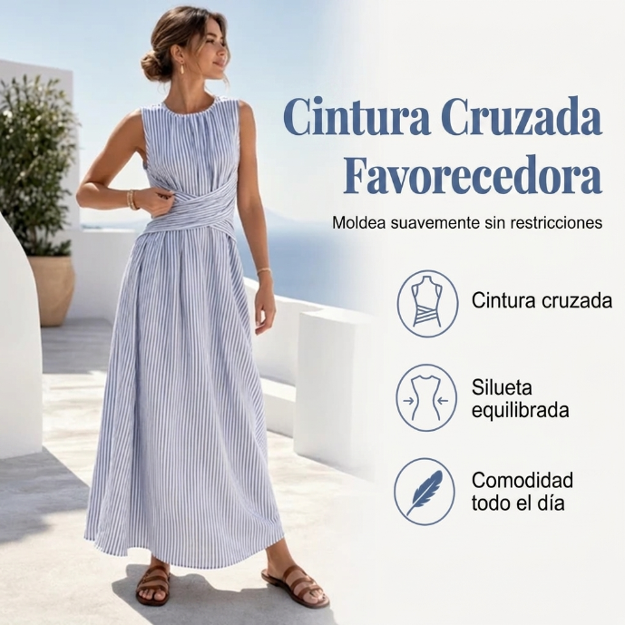 Casiana - Vestido con motivo de rayas con cintura cruzada
