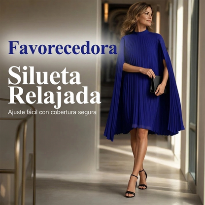 Ariel - Vestido de textura plisada con mangas capa
