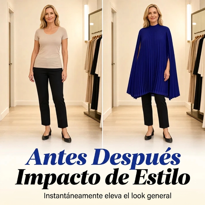 Ariel - Vestido de textura plisada con mangas capa
