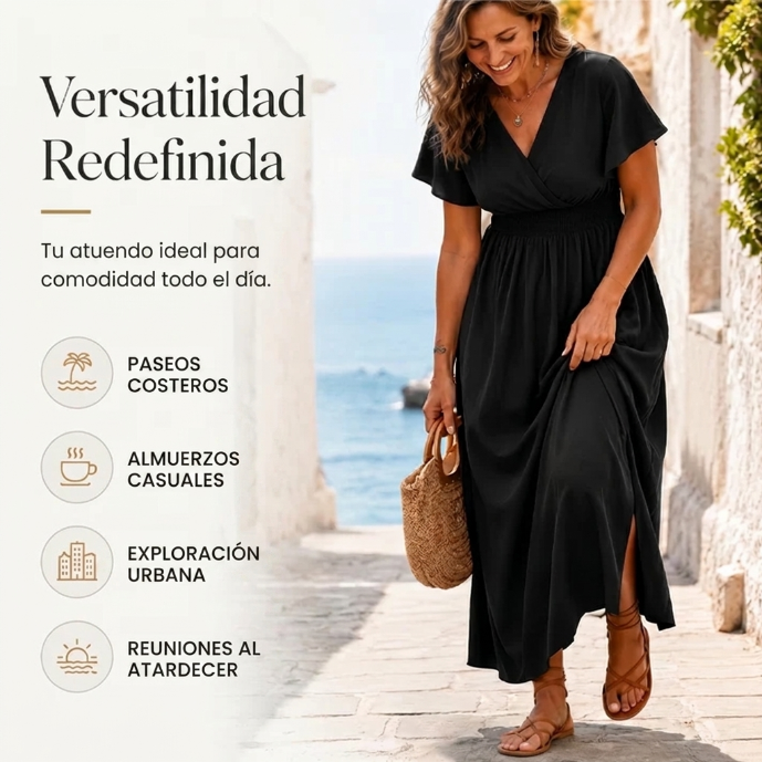 Lina - Vestido largo con escote de pico