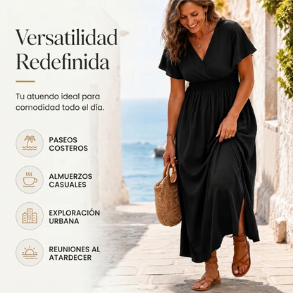 Lina - Vestido largo con escote de pico