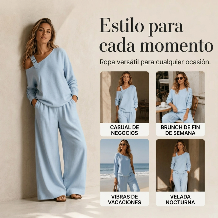 Pilar - Conjunto con escote asimétrico