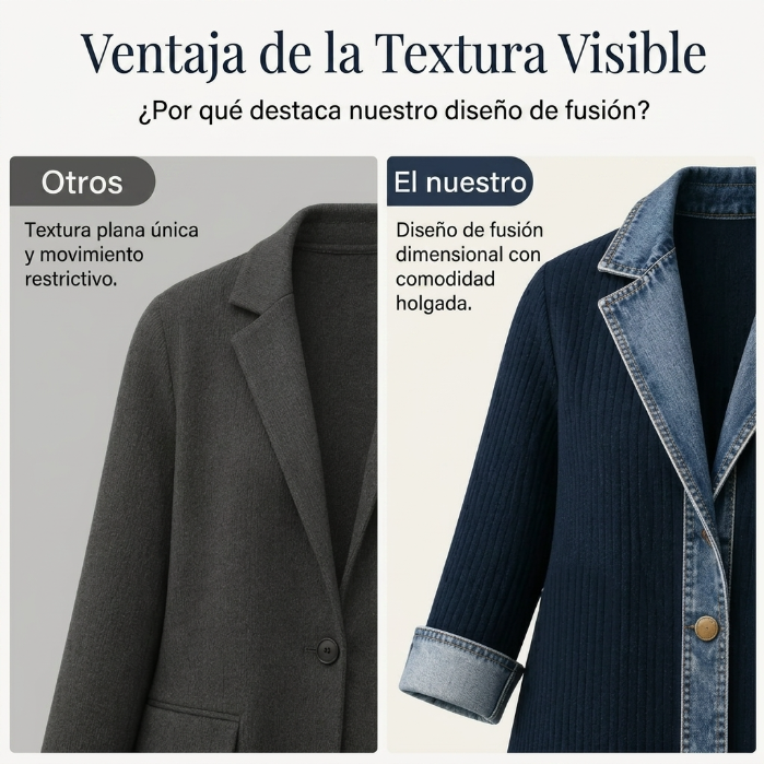 Eva - Chaqueta de canalé con acabados de inspiración denim