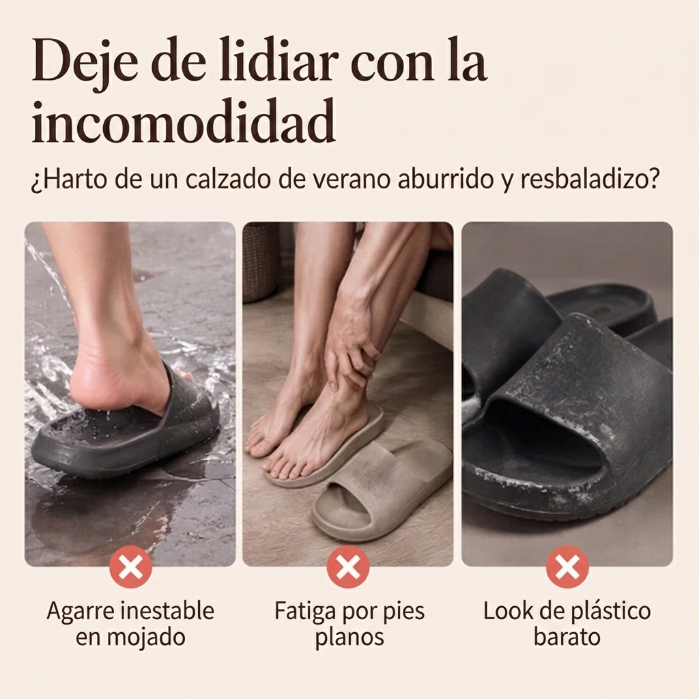 Elena - Sandalias ergonómicas con motivo monograma y adorno de cadena dorada