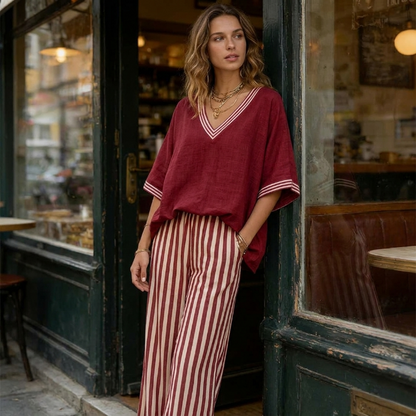 Luna - Conjunto con motivo de rayas elegante y de estilo diario