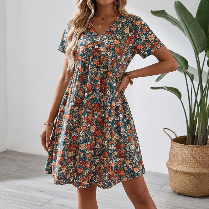 Clara - Vestido de verano floral con escote de pico