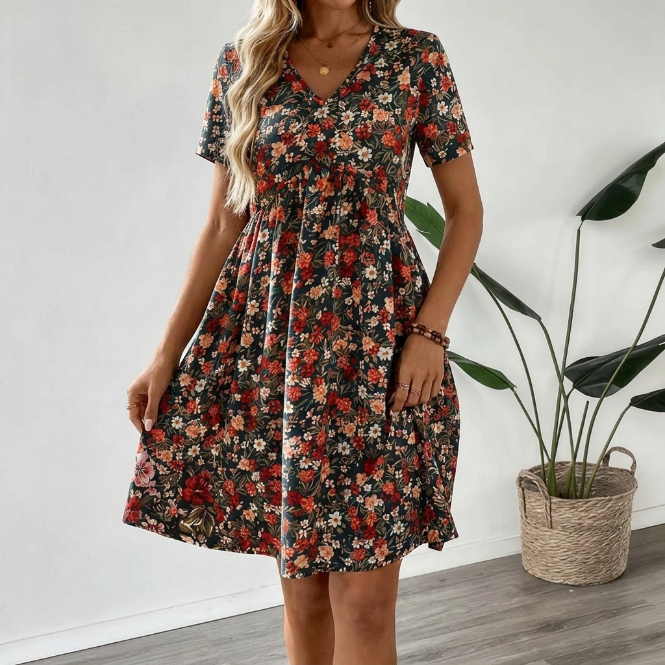 Clara - Vestido de verano floral con escote de pico