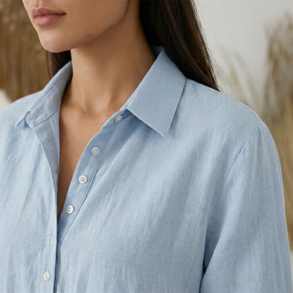 Daniela - Vestido camisero midi de algodón y lino